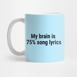 My brain is 75% song lyrics Black Mug